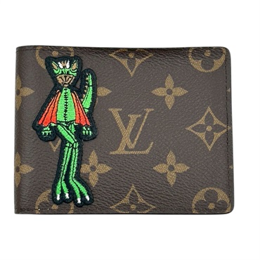 棕色 原花帆布 LV Friends Slender 二折短夾【LOUIS VUITTON LV 路易威登】 M80156