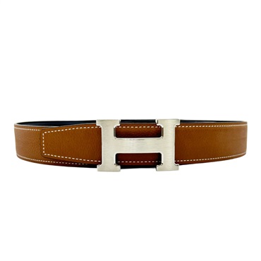 H Belt 腰帶 皮帶 黒色 金棕色 皮革 鍍鈀 H064544CB86