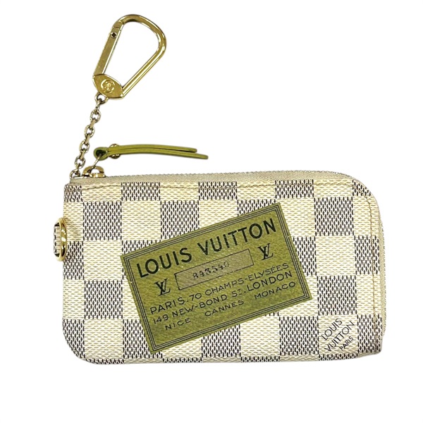 白色 棋盤格 塗層帆布 鑰匙包 N63085