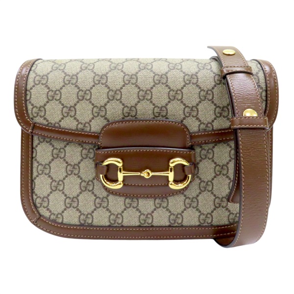 【再降價】棕色 GG Supreme帆布 1955 Horsebit 肩背包【GUCCI 古馳】【GUCCI 古馳】 602204