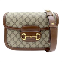 【再降價】棕色 GG Supreme帆布 1955 Horsebit 肩背包【GUCCI 古馳】【GUCCI 古馳】 602204