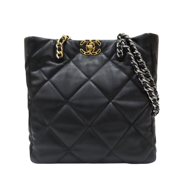 黑色 菱格紋羊皮 CHANEL 19 托特包 肩背包【CHANEL 香奈兒】 AS3519B0485294305