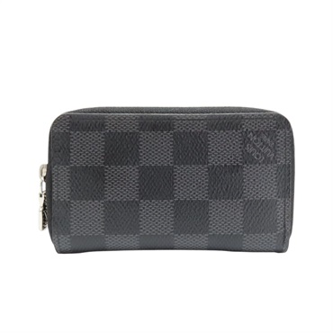 黑色 棋盤格帆布 Zippy Coin Purse Vertical 拉零錢包 N63076
