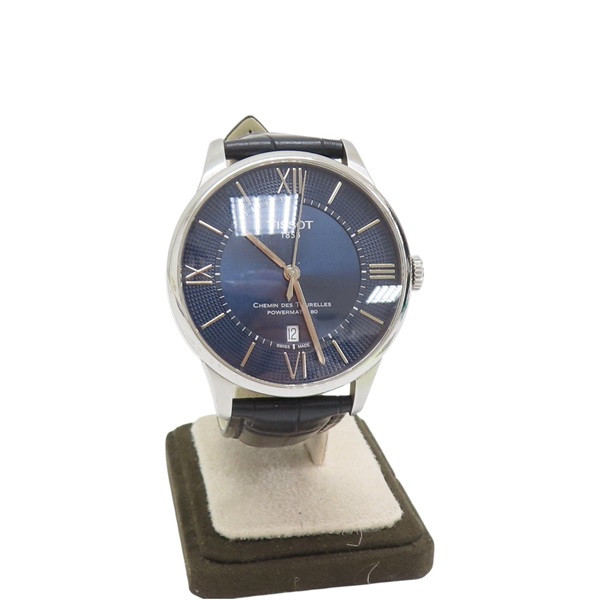 深藍色 錶盤 精鋼 牛皮錶帶 Chemin des Tourelles 腕錶 T099407 T099407