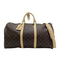 棕色 原花帆布 Keepall Bandouliere 50 手提行李袋 M41416