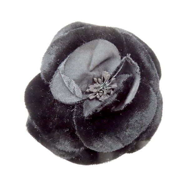 黑色 絨布 花朵 胸針