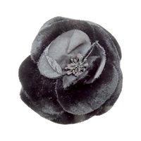 黑色 絨布 花朵 胸針