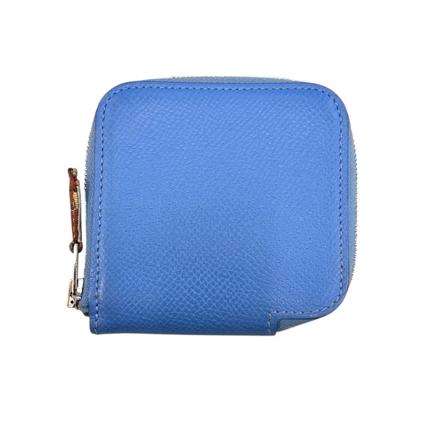 藍色 Espom牛皮 Silk'In 拉鍊 零錢包 □R刻 銀扣 口R AR