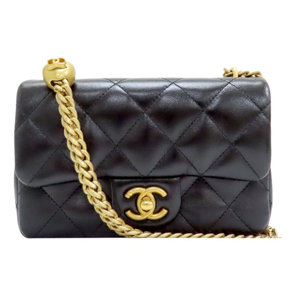 黑色 菱格紋 牛皮 鍊帶 肩背包【CHANEL 香奈兒】 AS3828