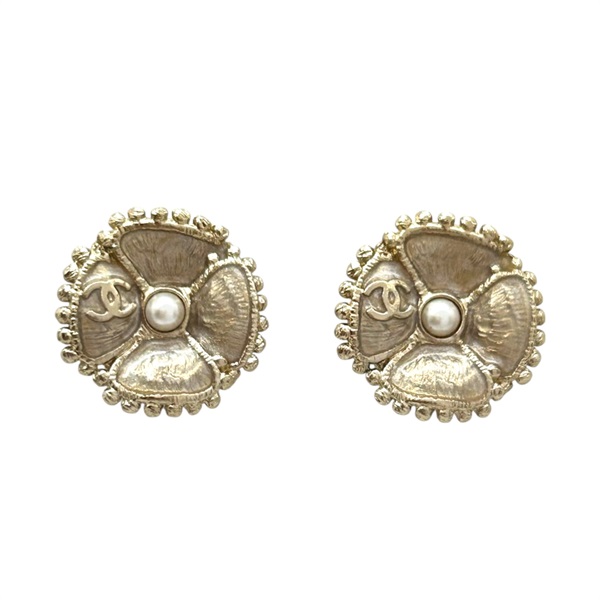 金色 鍍金 花朵耳環【CHANEL 香奈兒】