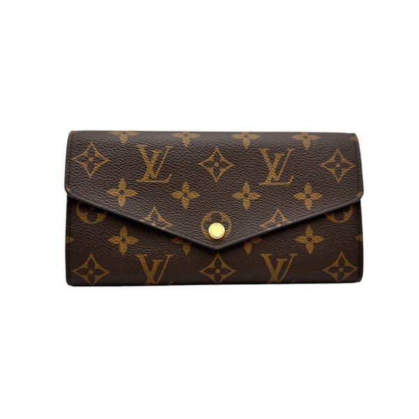 棕色 原花 PVC塗層帆布 Sarah 雙折 長夾 M62235