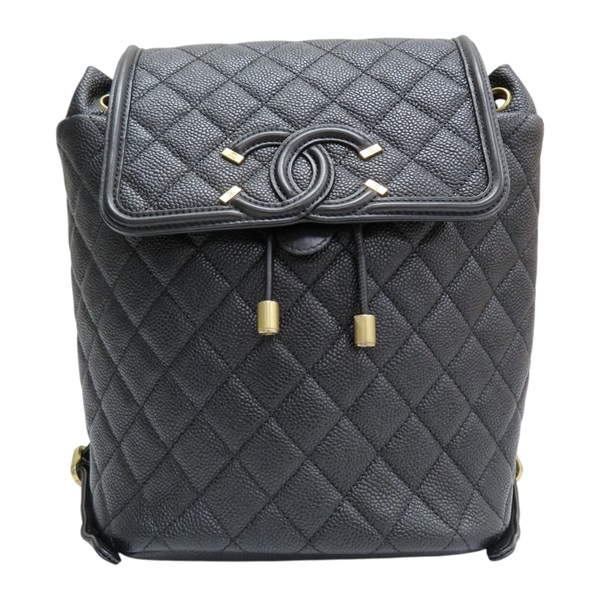 黑色 菱格紋 皮革 Filigree 後背包 無卡【CHANEL 香奈兒】 A57090