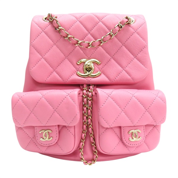 粉色 菱格紋 牛皮 Duma Bag 後背包【CHANEL 香奈兒】 AS3878