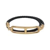 黑色 Swift牛皮 鍍金屬 Roulis Double Tour 手環【HERMES 愛馬仕】