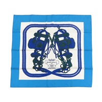 藍/白色 Brides de Gala 絲質方巾 90X90