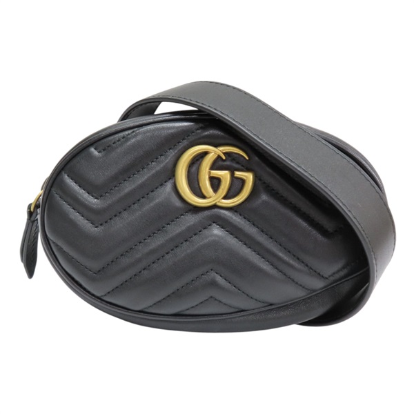 黑色 皮革 雙G MARMONT 腰包 476434