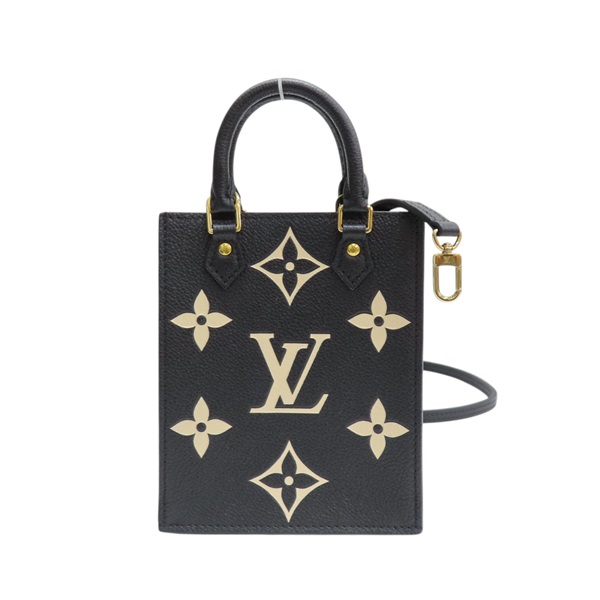 黑色 原花 牛皮壓紋 PETIT SAC PLAT 兩用包【LOUIS VUITTON LV 路易威登】 M81416