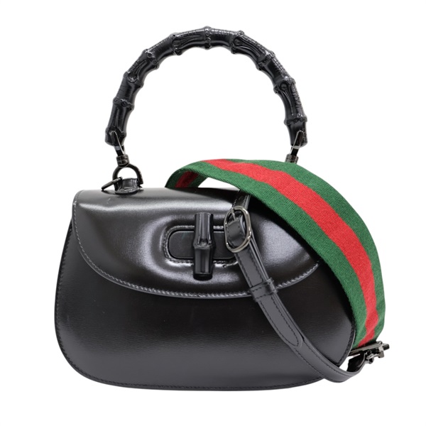 黑色皮革 Bamboo 1947 竹節 兩用包 675797