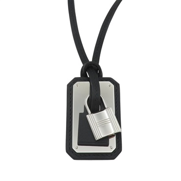 黑色牛皮 銀色鍍金 O′Kelly 項鍊 Y刻【HERMES 愛馬仕】