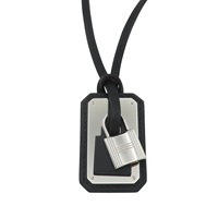 黑色牛皮 銀色鍍金 O′Kelly 項鍊 Y刻【HERMES 愛馬仕】