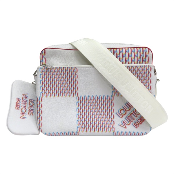 白色 皮革 Trio Messenger Damier Spray 肩背包 M20665