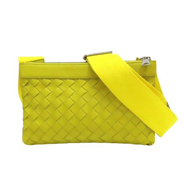 黃色 編織皮革 Intrecciato Duo 肩背包