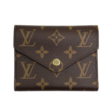 棕色 原花 塗層帆布 Portefeuille Victorine 三折短夾 M62472 M62472