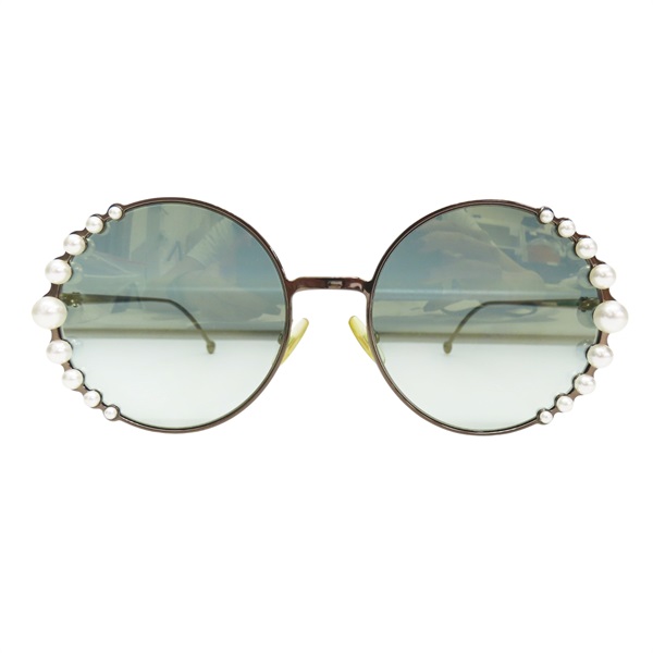 透黑色 金屬珍珠圓框 太陽眼鏡【FENDI 芬迪】 FF0295/S