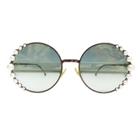 透黑色 金屬珍珠圓框 太陽眼鏡【FENDI 芬迪】 FF0295/S