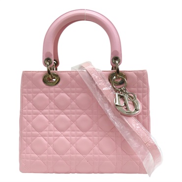 【再降價】粉色 籐格紋 皮革 Lady Dior 兩用包【Dior 迪奧】 02-MA-0035