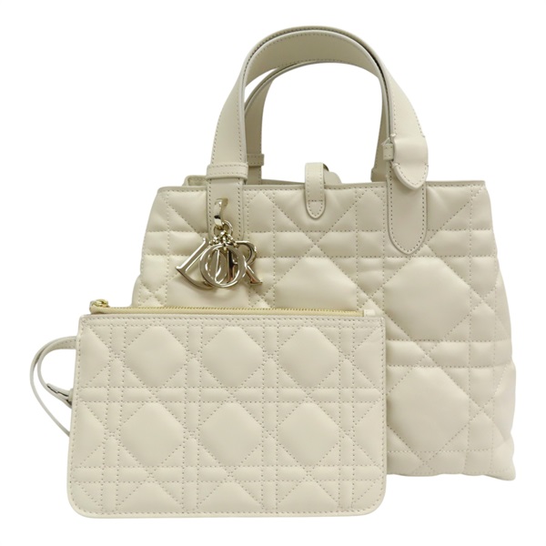 米色 籐格紋 牛皮 Toujours 中 手提包