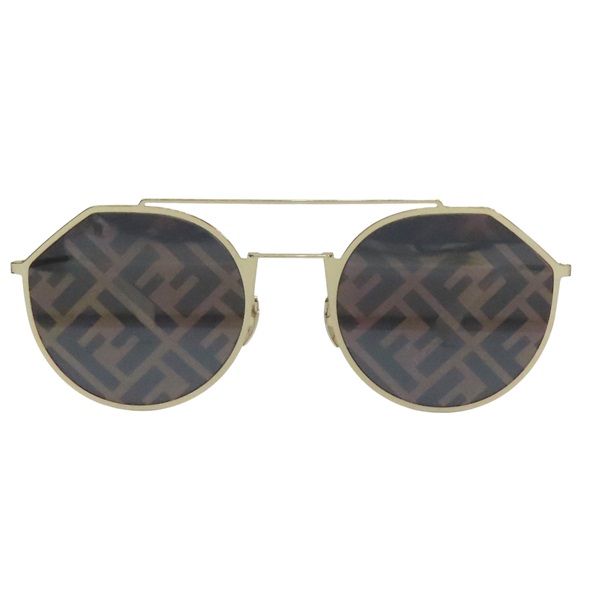 棕色 LOGO鏡面 金屬框 太陽眼鏡【FENDI 芬迪】 FF M0021/S