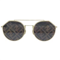 棕色 LOGO鏡面 金屬框 太陽眼鏡【FENDI 芬迪】 FF M0021/S