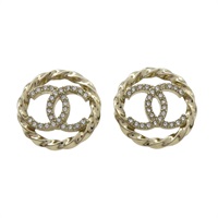 CC 圓形 水晶 金屬 耳環【CHANEL 香奈兒】