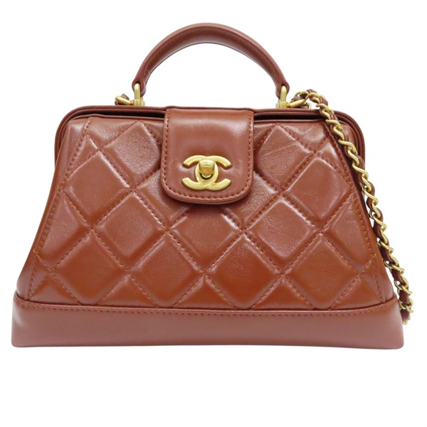 棕色 牛皮 醫生包 鍊帶 肩背包 金扣【CHANEL 香奈兒】 AS4958