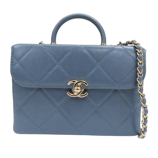 藍色 牛皮 鍊帶 肩背包 銀扣 AS4469