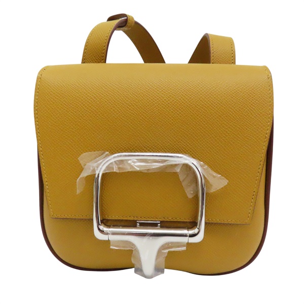 卡其色 Epsom牛皮 Della Cavalleria Mini 肩背包 B刻 銀扣