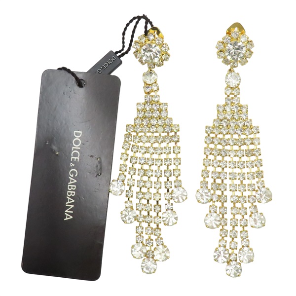 金色 鍍金 水晶 垂墜耳環【Dolce & Gabbana D&G 杜嘉班納】