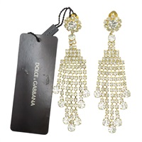 金色 鍍金 水晶 垂墜耳環【Dolce & Gabbana D&G 杜嘉班納】