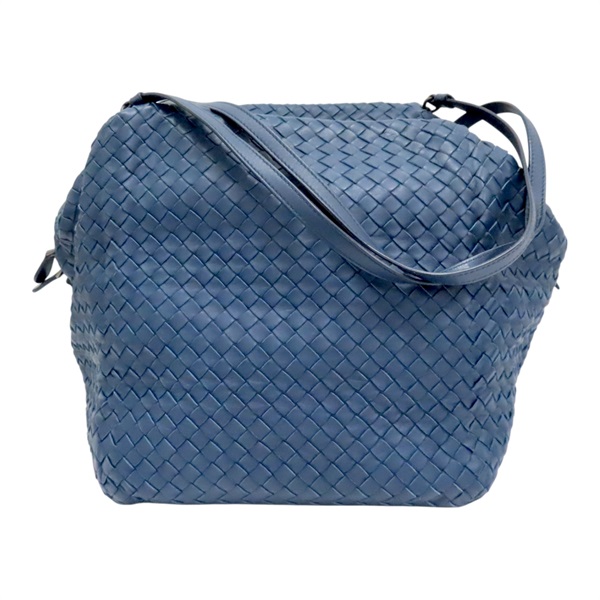 藍色 編織 皮革 Intrecciato 肩背包 255694