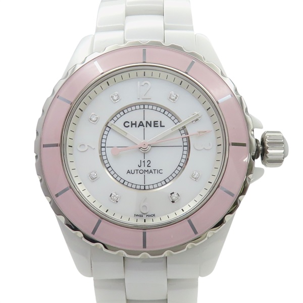 白色錶盤 8PD鑽石 陶瓷 不鏽鋼 J12 Soft Rose 腕錶【CHANEL 香奈兒】 H5199