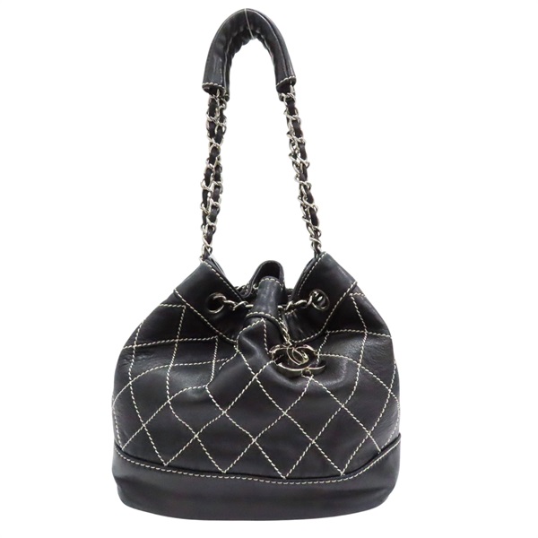 黑色 羊皮 水桶包 手提包 (無卡)【CHANEL 香奈兒】