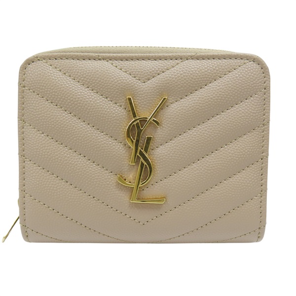 奶茶色 牛皮 Cassandre Matelasse Compact 扣式短夾 668288