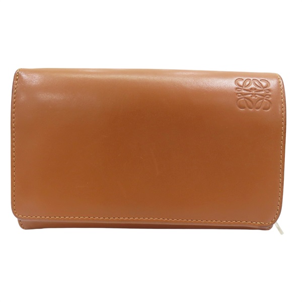 棕色 牛皮 扣式中夾