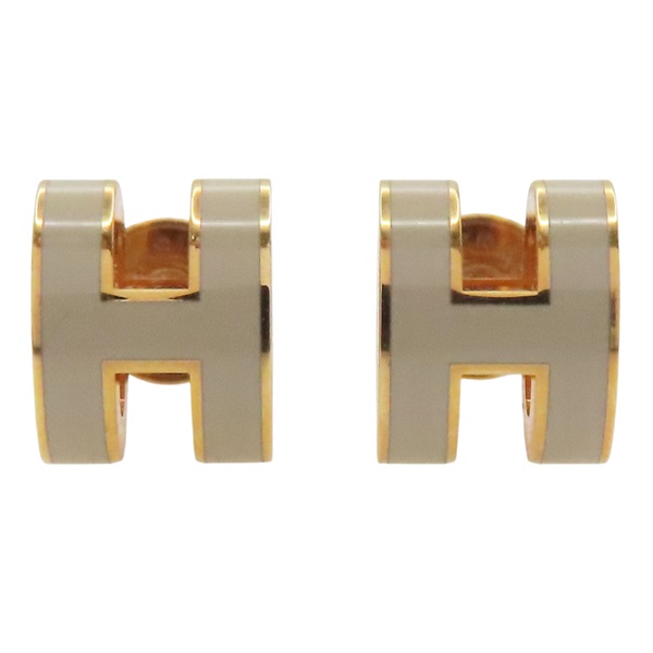栗子色 琺瑯 玫瑰金 Mini Pop H 針式耳環【HERMES 愛馬仕】 H608002FO55