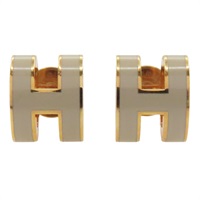 栗子色 琺瑯 玫瑰金 Mini Pop H 針式耳環【HERMES 愛馬仕】 H608002FO55