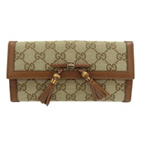 棕色 雙G 帆布 三折 長夾 269981