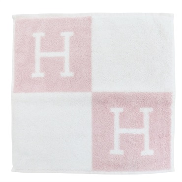 粉色/白色 綿 方毛巾