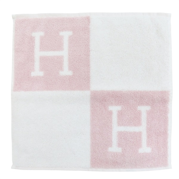 粉色/白色 綿 方毛巾