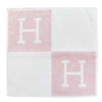 粉色/白色 綿 方毛巾
